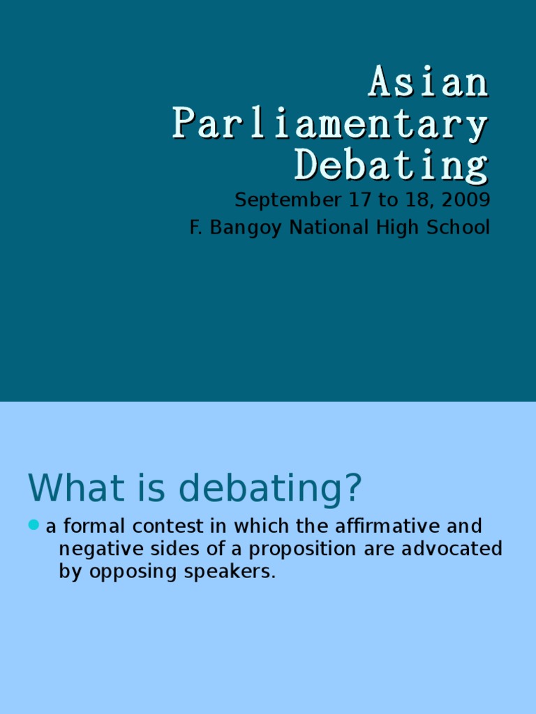 Asian Parliamentary Debate Format Guide | PDF