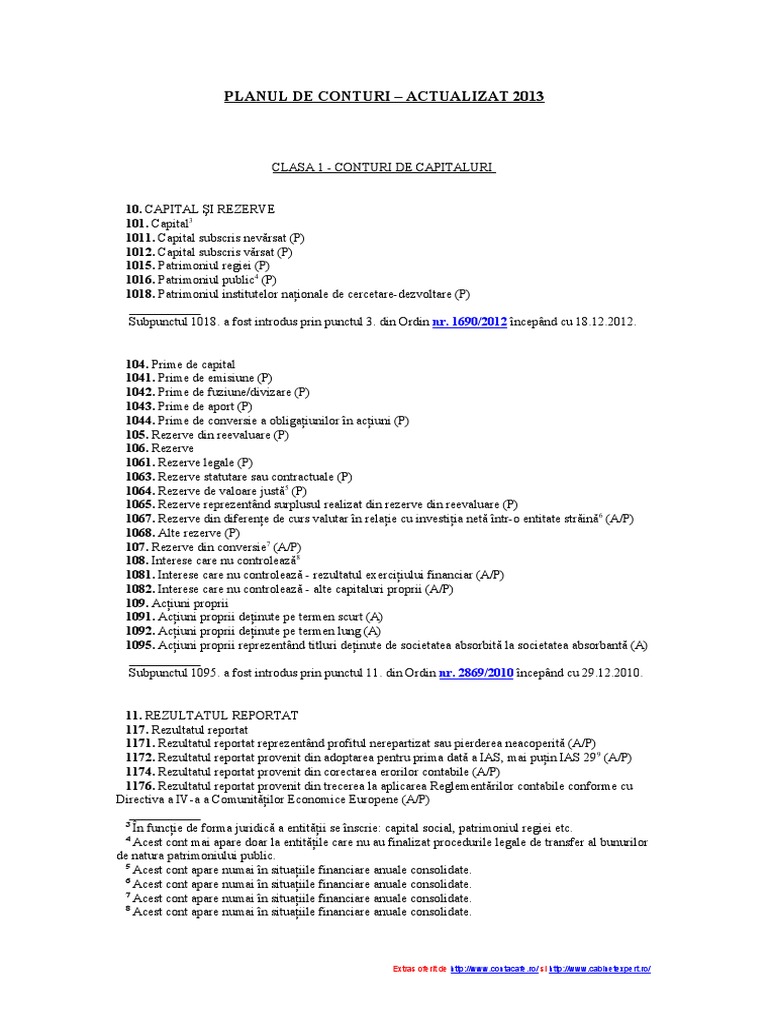 Planul de Conturi Contabile 2013 | PDF | Business