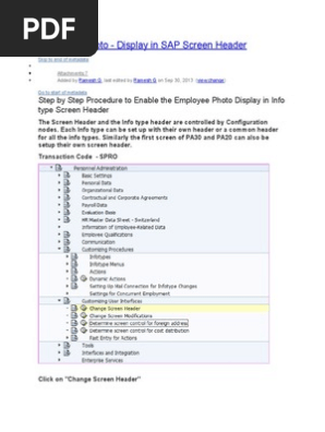 Employee Photo Display in SAP Screen Header
