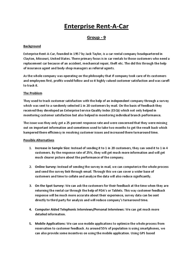 Enterprise Rent A Car PDF Information Technology Business