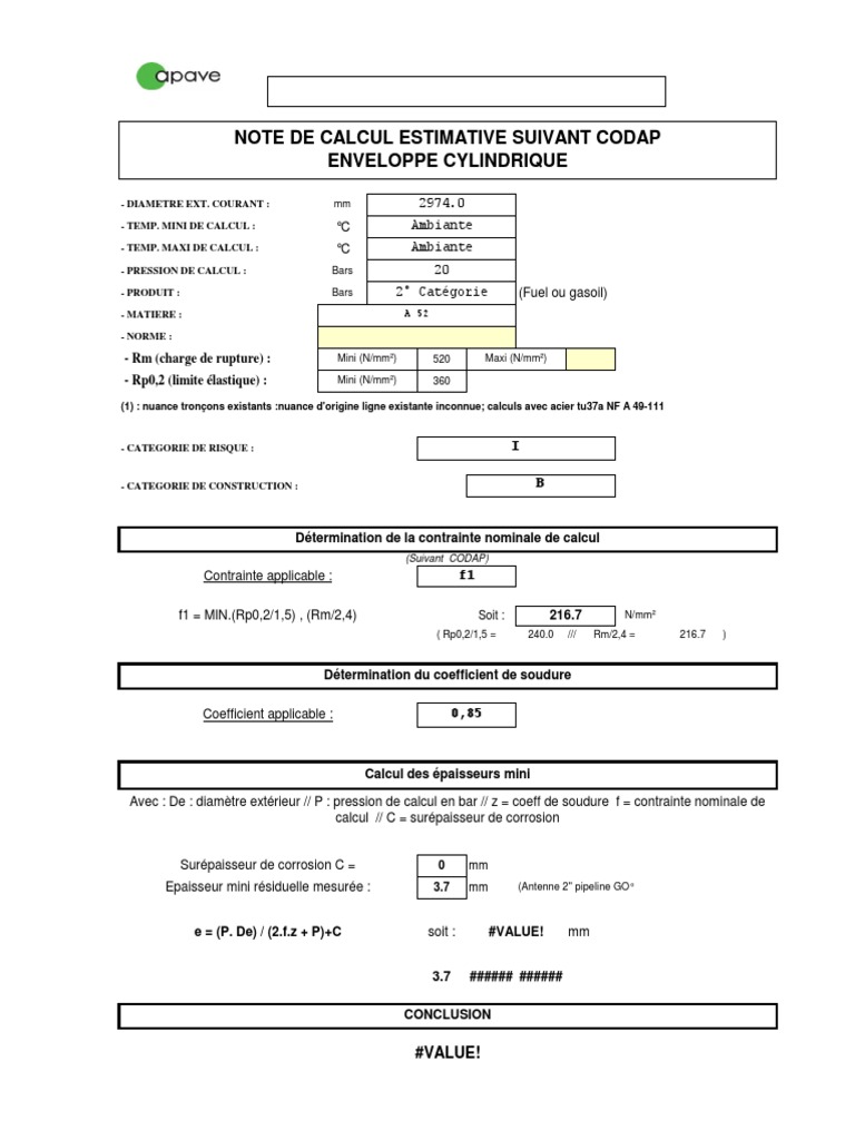 Note de calcul selon norme CODAP | PDF