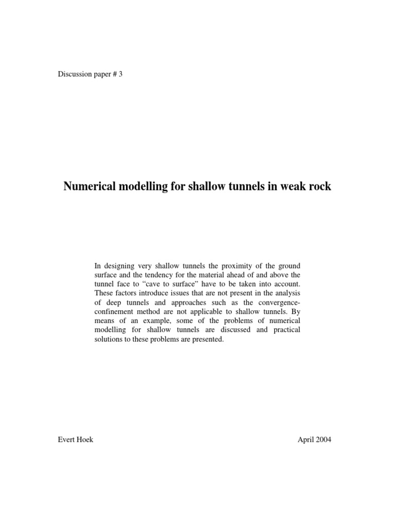 Numerical Modelling of Shallow Tunnels | PDF | Science & Mathematics