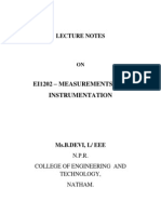 Lecture Notes of Measurements and Instrumentation