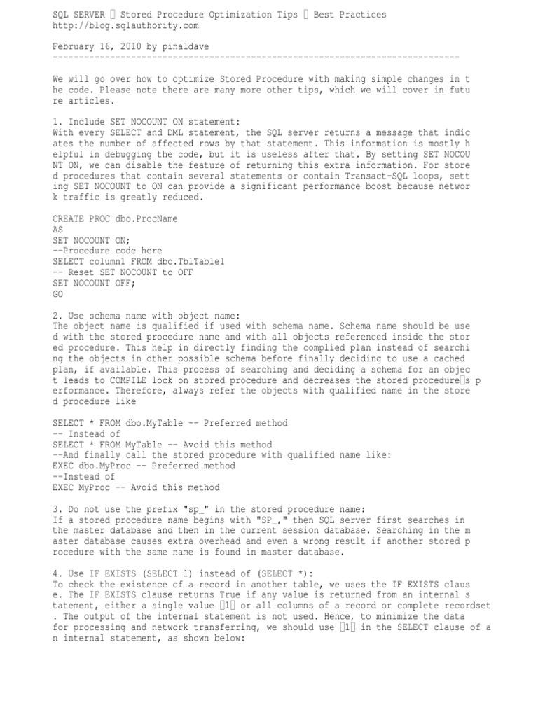 SQL Server Stored Procedure Tips | PDF | Parameter (Computer ...