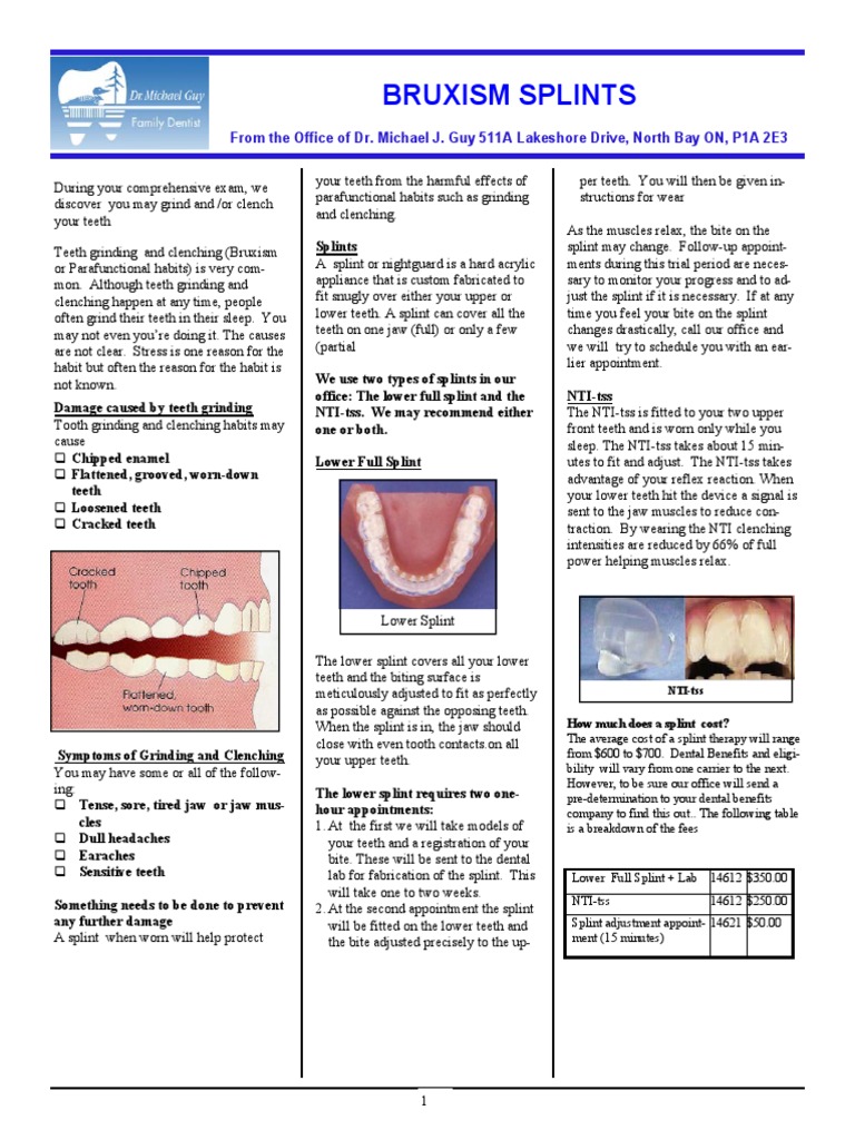 Bruxism Splints Dentistry Branches Mouth