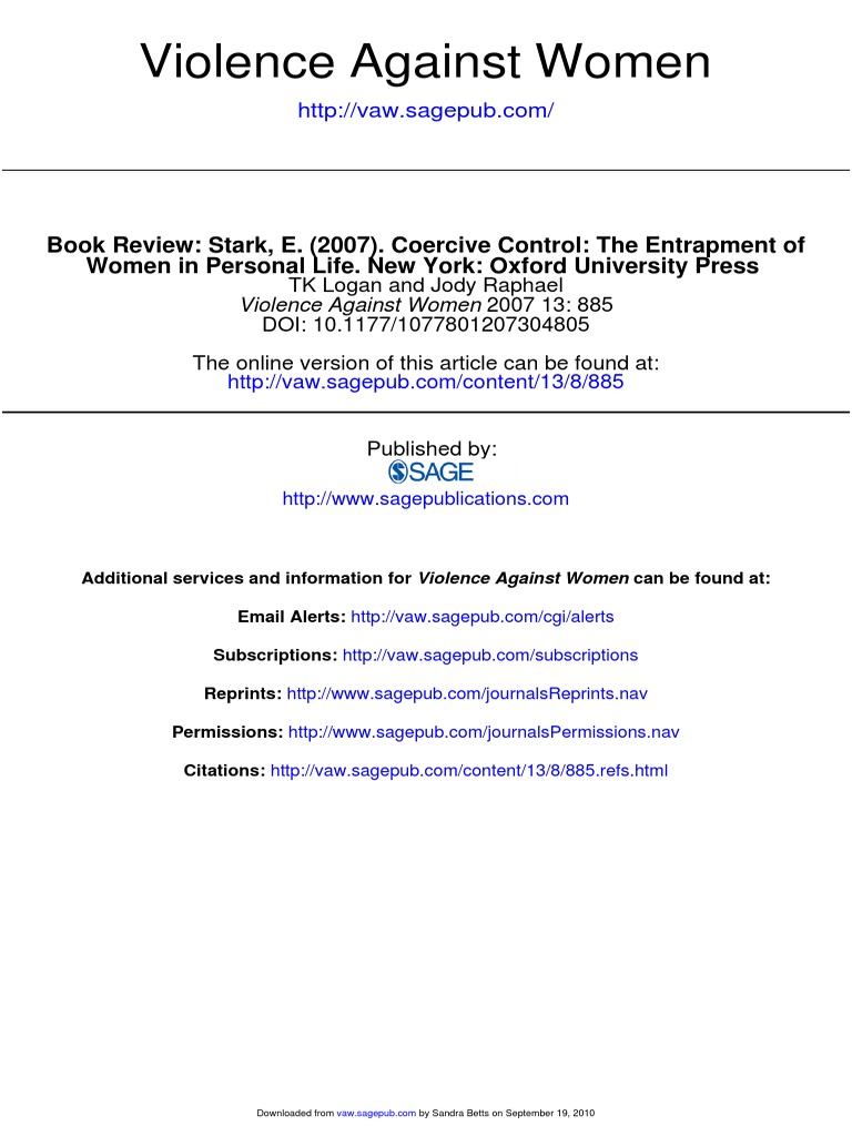 Coercive Control The Entrapment 1 PDF Restraining Order Domestic