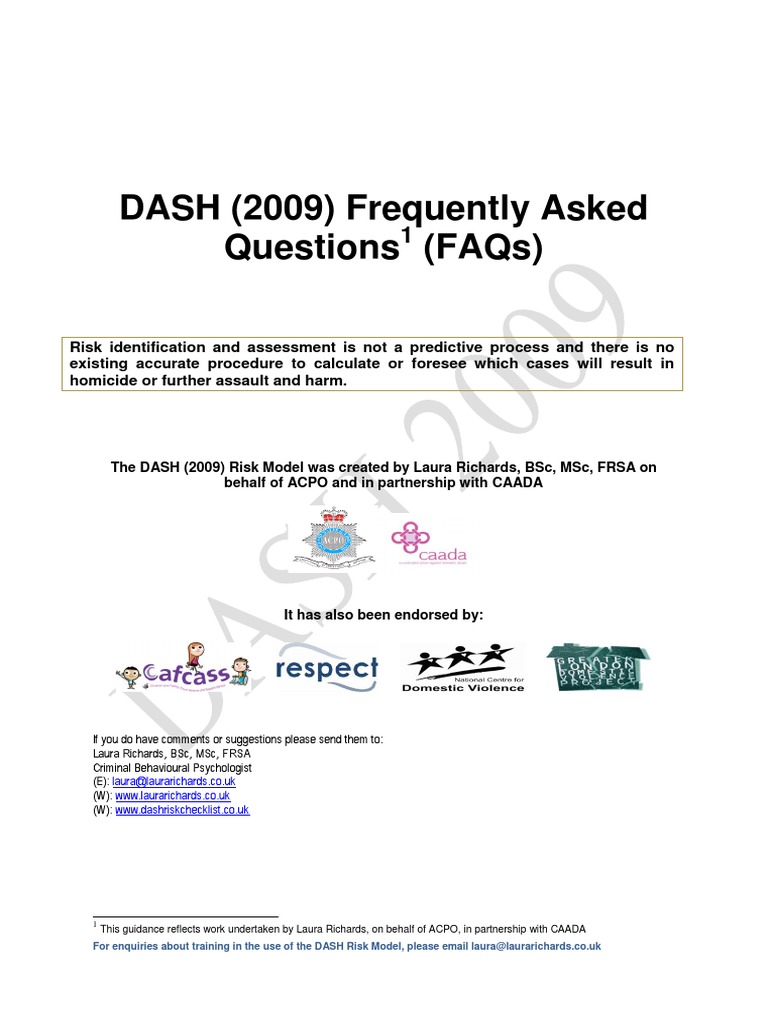 DASH 2009 FAQs | PDF | Domestic Violence | Stalking