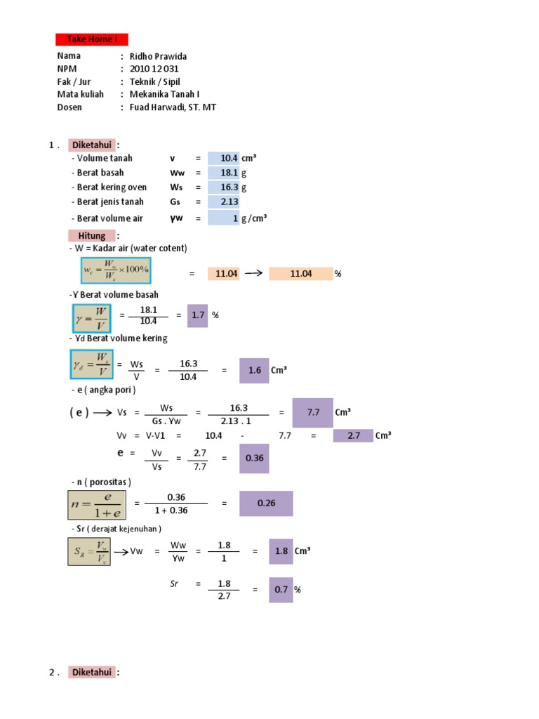 Soil Mechanics Calculations Guide | PDF | Teaching Methods & Materials