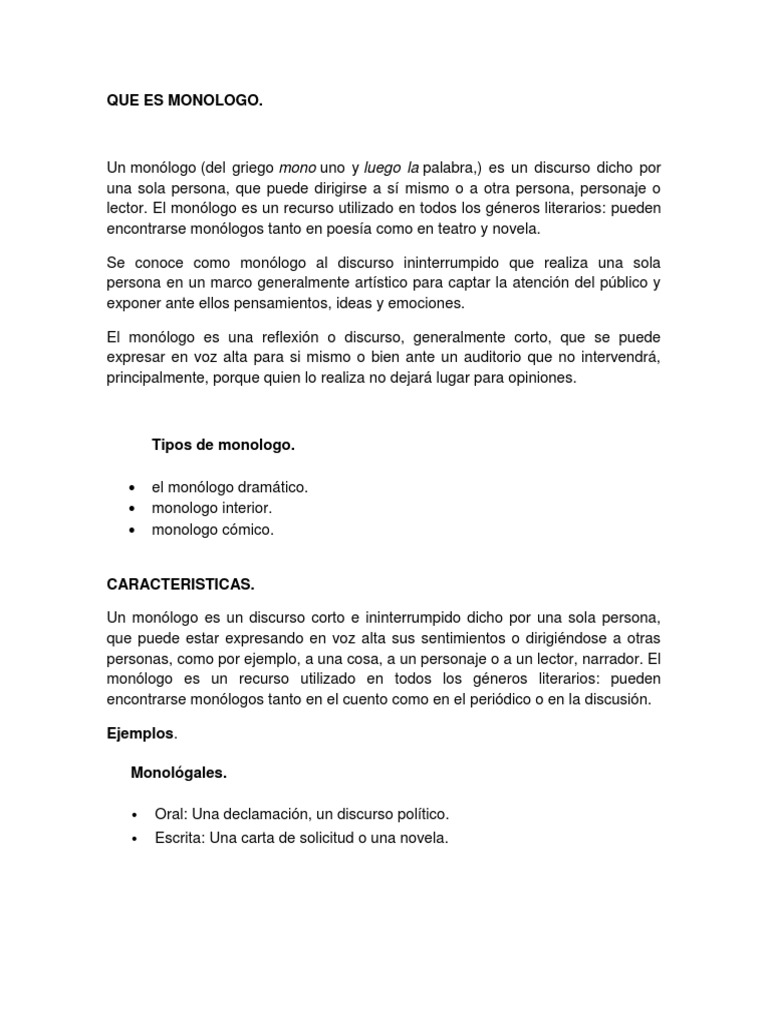 Dialogo Y Monologo Monologo