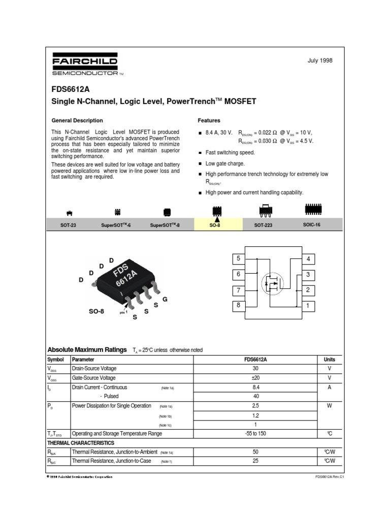 FDS6612A | Field Effect Transistor | Mosfet