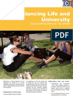 Balancing Life and University: Counselling Service Tip Sheet