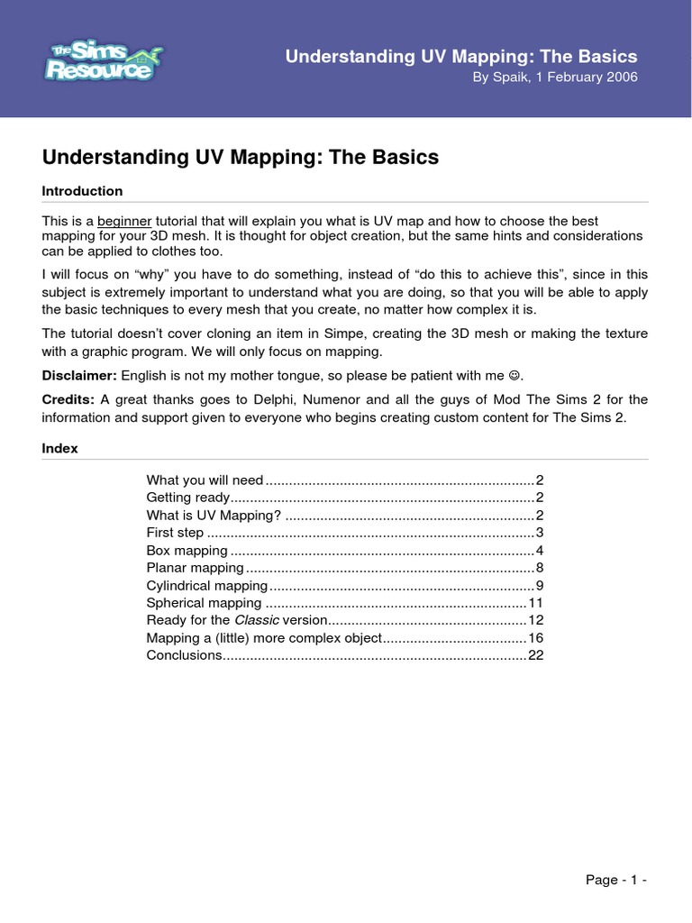Basics of UV Mapping for 3D Models | PDF | Texture Mapping | 3 D Modeling