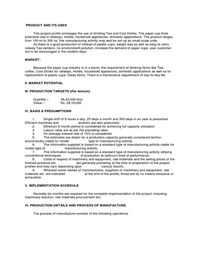 Plastic Industry Project Report PDF Expense Paper