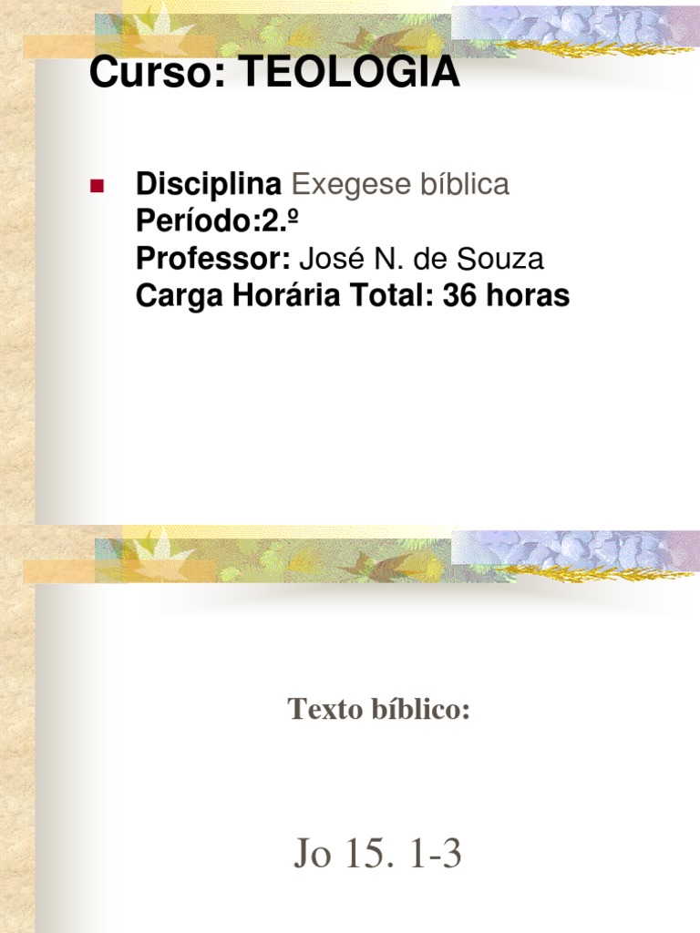 disciplina-Exegese Bíblica - Teologia