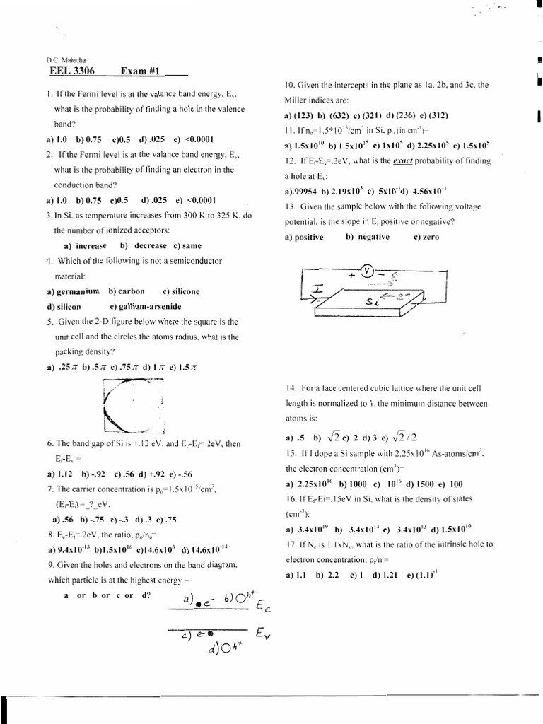 EEE 3350 Sample Exam 3 Questions | PDF | Mosfet | Bipolar Junction ...