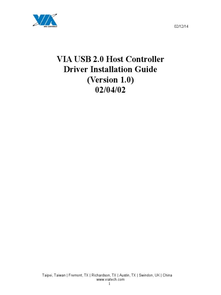 VIA USB 2.0 Driver Installation Guide | PDF