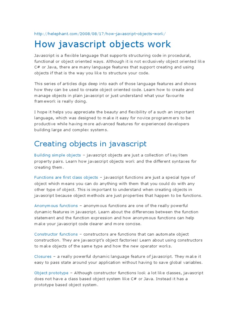 How Javascript Works Download Free PDF Class Programming