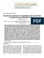 Glasshouse Production of Vegetables and Ornamentals For Agricultural Productivity in Nigeria