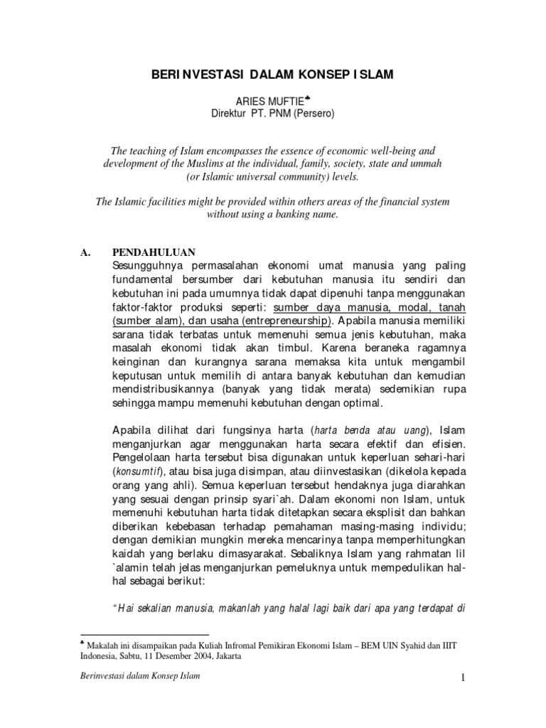Investasi Dalam Syariah Pdf