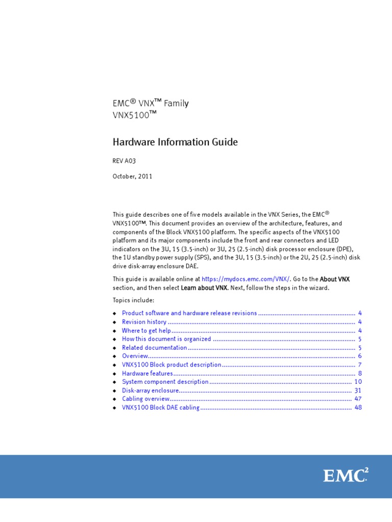 VNX5100 Hardware Information Guide PDF Computer Data Storage
