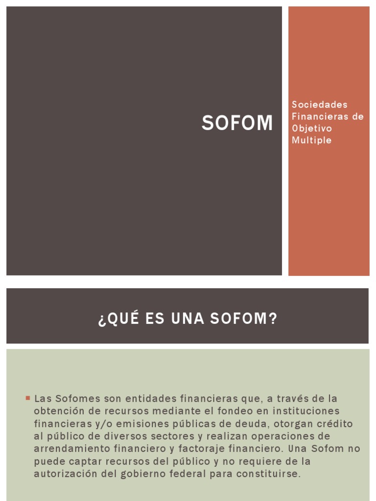 Qué es una SOFOM y sus productos | PDF | Hipoteca Comercial | Finanzas ...