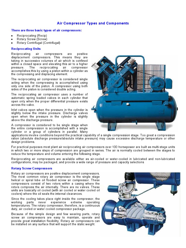 Types and Components of Air Compressors | PDF