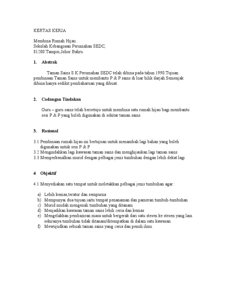 Kertas Kerja Rumah Hijau Pdf