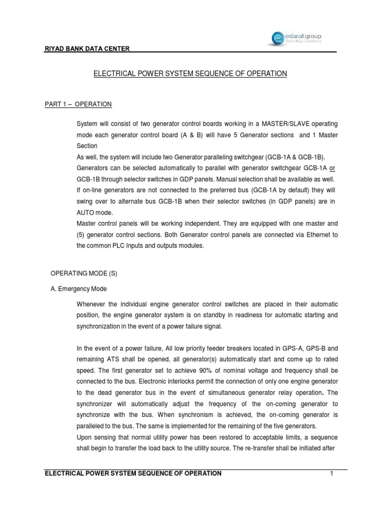 Generator Operation Sequence Overview | PDF | Switch | Electronics