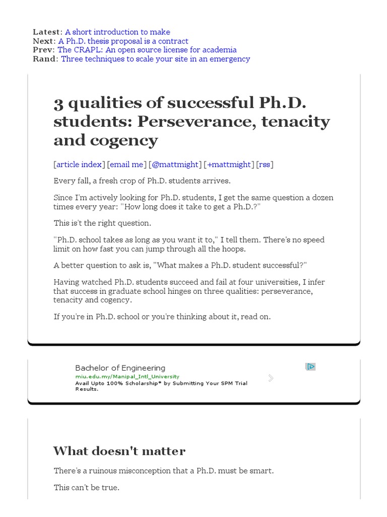 Qualities of a good phd thesis introduction