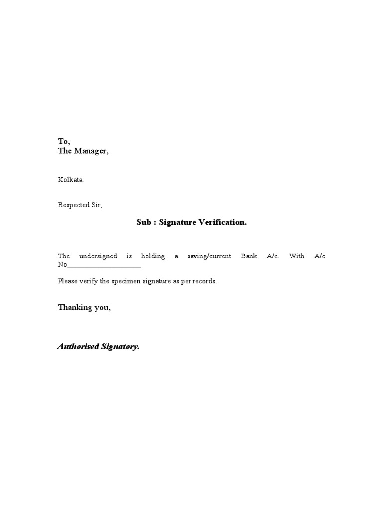 Signature Verification Request Letter | PDF