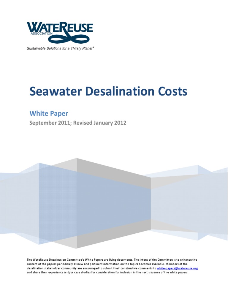 Seawater Desalination Costs Desalination Reclaimed Water