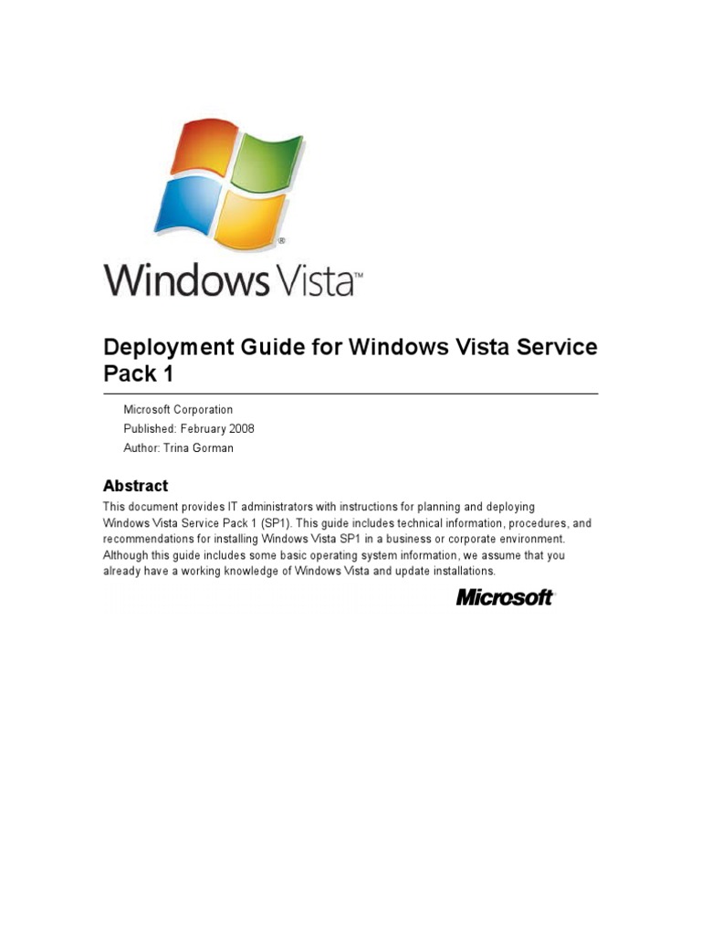 Deployment Guide For Windows Vista Service Pack 1 | PDF | Group Policy ...