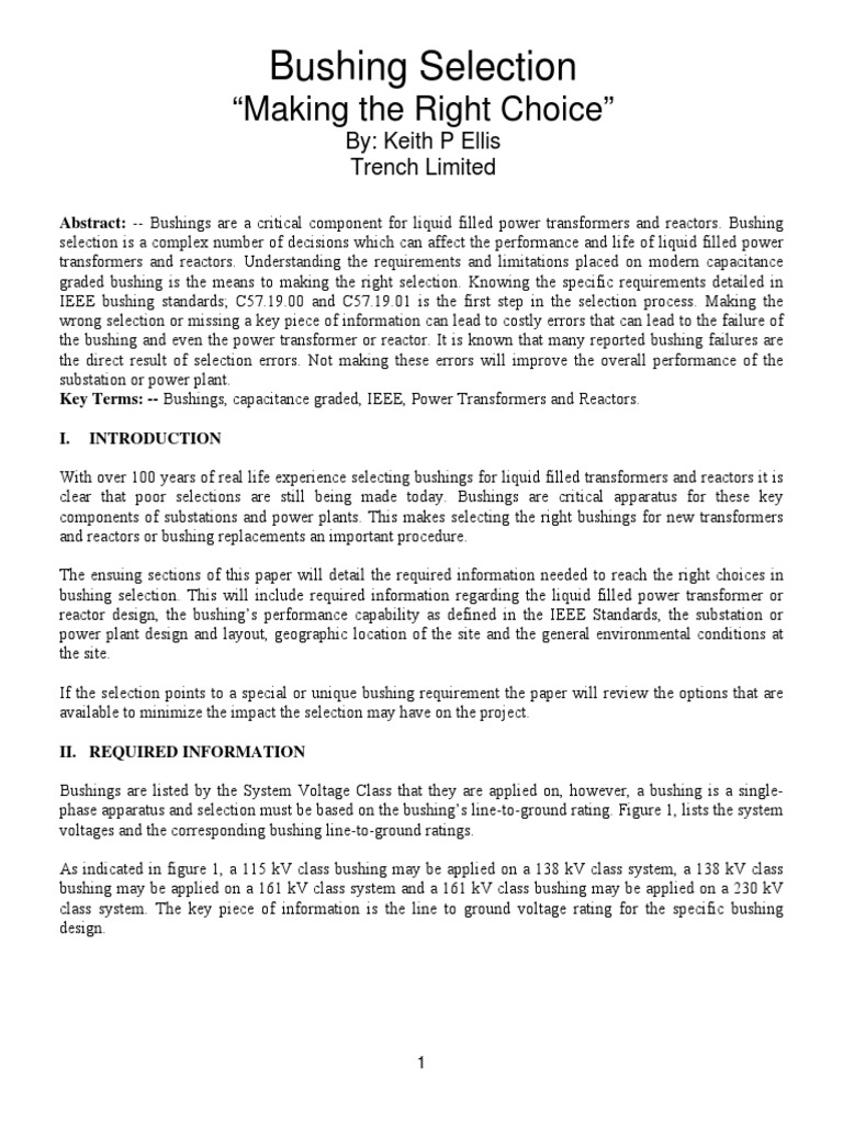 Bushing Selection Making The Right Choice PDF Insulator