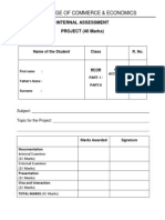 H.R. College of Commerce & Economics: Internal Assessment PROJECT (40 Marks)