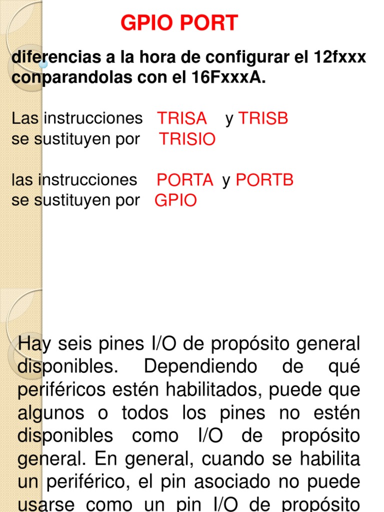 Configuración de Puertos GPIO en PIC12F | PDF | Poco | Áreas de informática