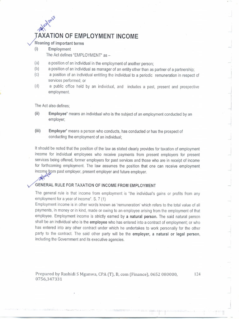 TAX Taxation of Employment Income | PDF | Government Finances | Taxes