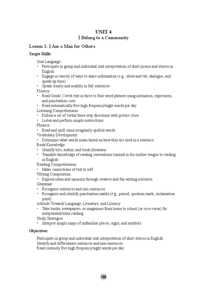 Grade 2 English: Unit 4 Lesson 1 Overview | PDF | Reading (Process ...