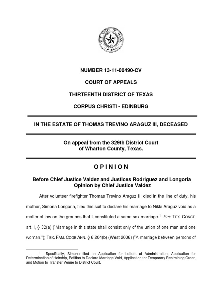 Araguz Opinion of The 13th Court of Appeals PDF Summary Judgment