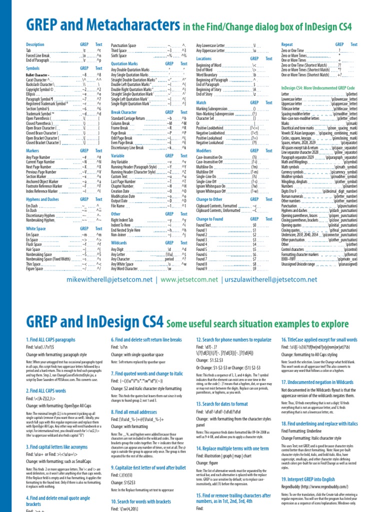 Grep Codes and Examples Indesign Cs4 Bracket Paragraph