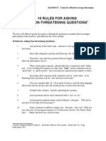 10 Rules For Asking Non-Threatening Questions: HANDOUT: Tools For Effective Group Discussion