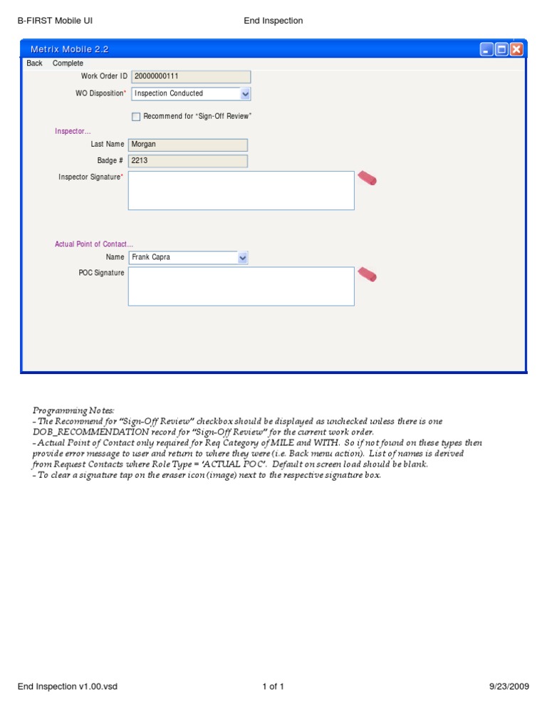 Metrix Mobile 2.2 Work Order Inspection Guide | PDF