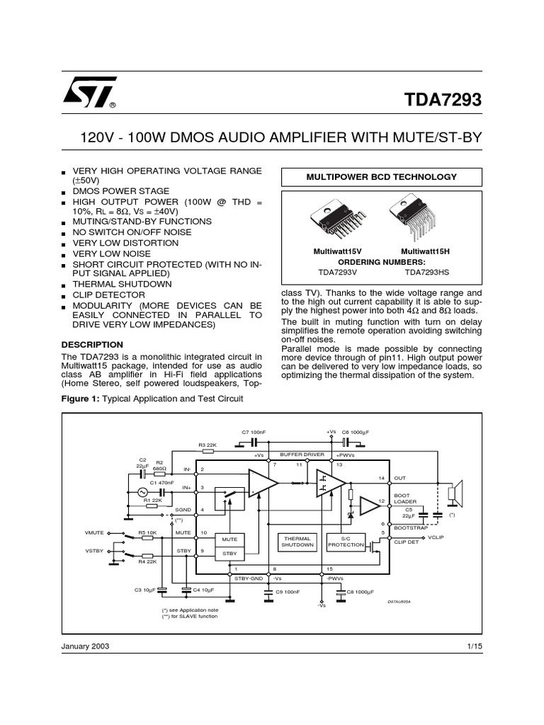 Tda 7293 | PDF | Amplifier | Power Supply