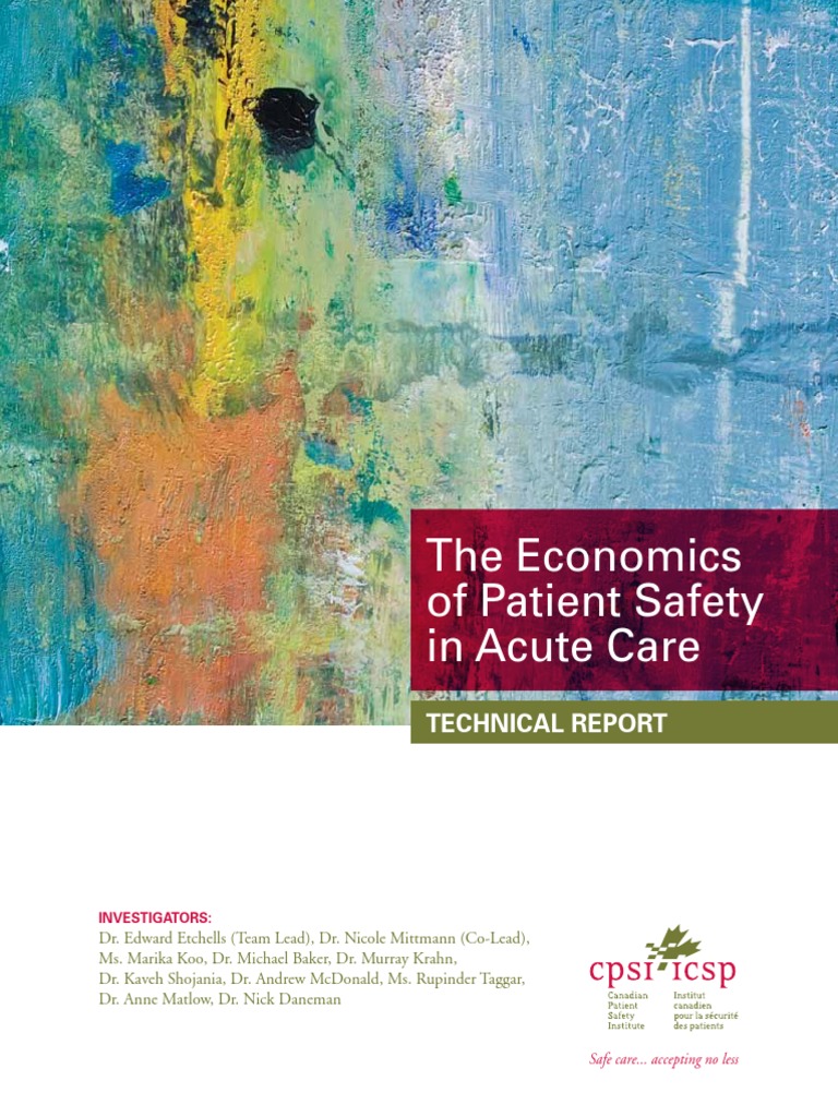 Economics of Patient Safety Acute Care Final Report PDF Patient