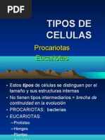  2 tipos de celulas - procariotas, eucariotas