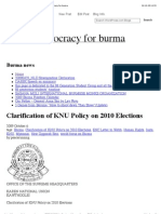 Clarification of KNU Policy On 2010 Elections