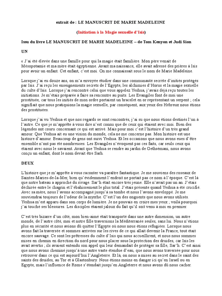 Le Manuscrit De Marie Madeleine Pdf Gratuit