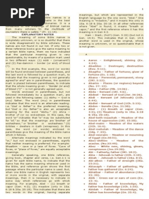 Bible Names And Meaning | Pdf | Bracket | Old Testament People