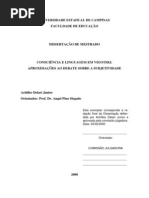 Consciência e linguagem em Vigotski - aproximações ao debate sobre a subjetividade