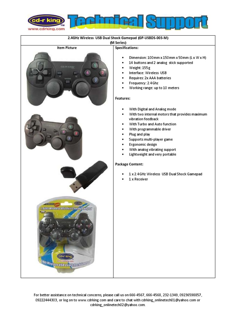 Wireless USB Dual Shock Gamepad | Usb | Video Game Hardware