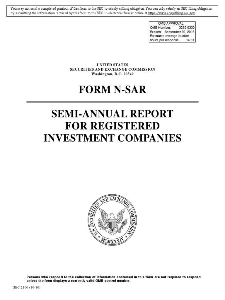 SEC Form N-SAR: Semi-Annual Report | PDF | Securities (Finance) | Stocks